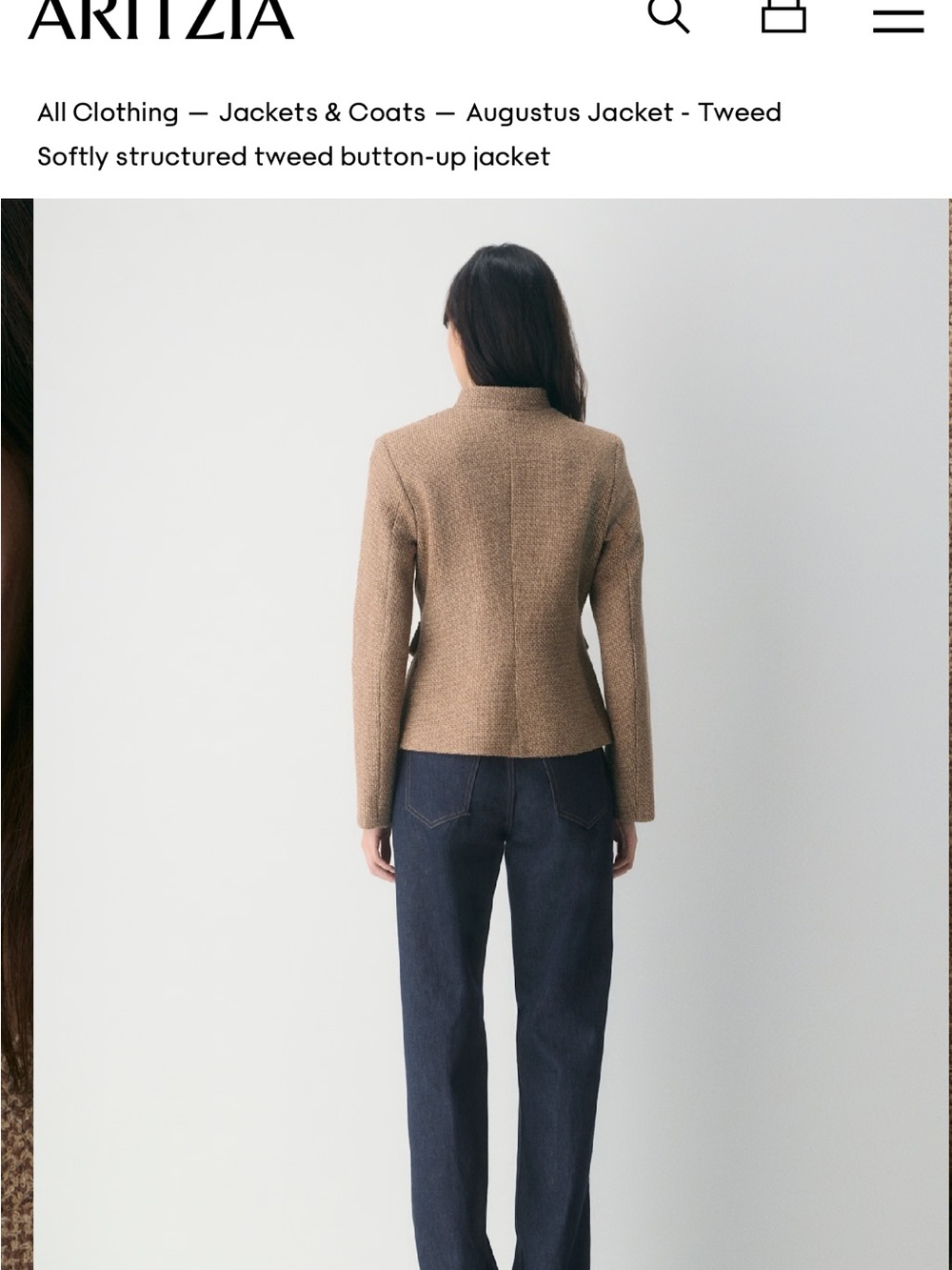 Wilfred Tan Tweed Structured Button Jacket - Picture 5 of 11
